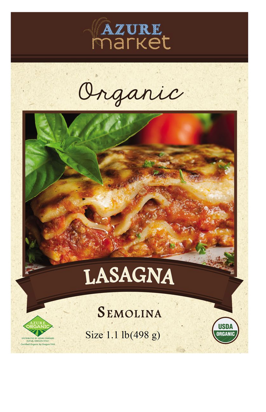 Azure Market Organics Lasagna, Semolina, Organic, 1.1 lbs