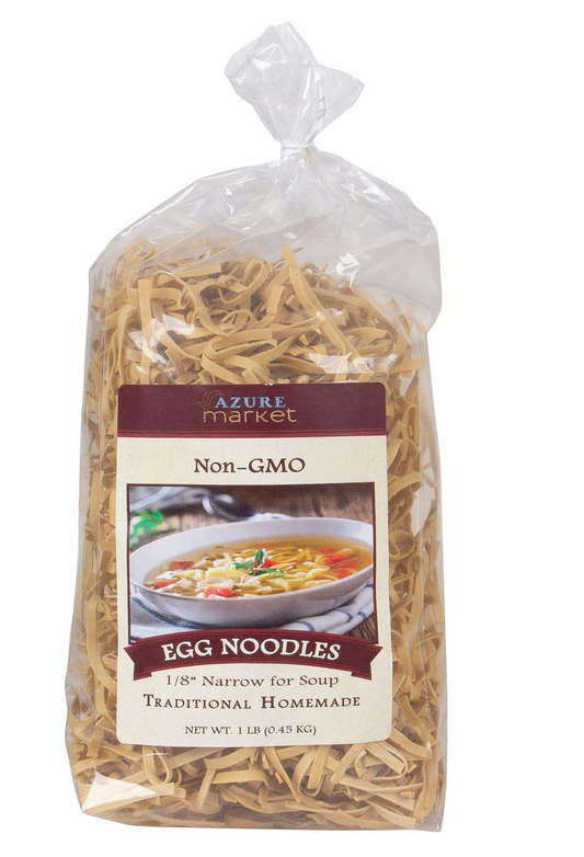 Azure Market Traditional Homemade Egg Noodles, Narrow For Soup 1/8 inch, 1 lb