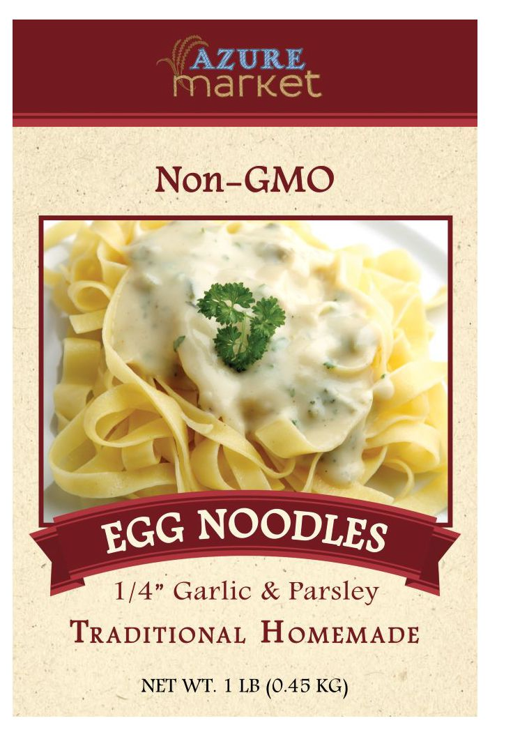 Azure Market Traditional Homemade Egg Noodles, Medium 1/4 inch, Garlic & Parsley, 1 lb