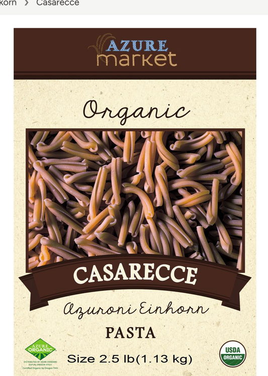 Azure Market Organics Casarecce Azuroni Einkorn Pasta, Organic, 2.5 lb