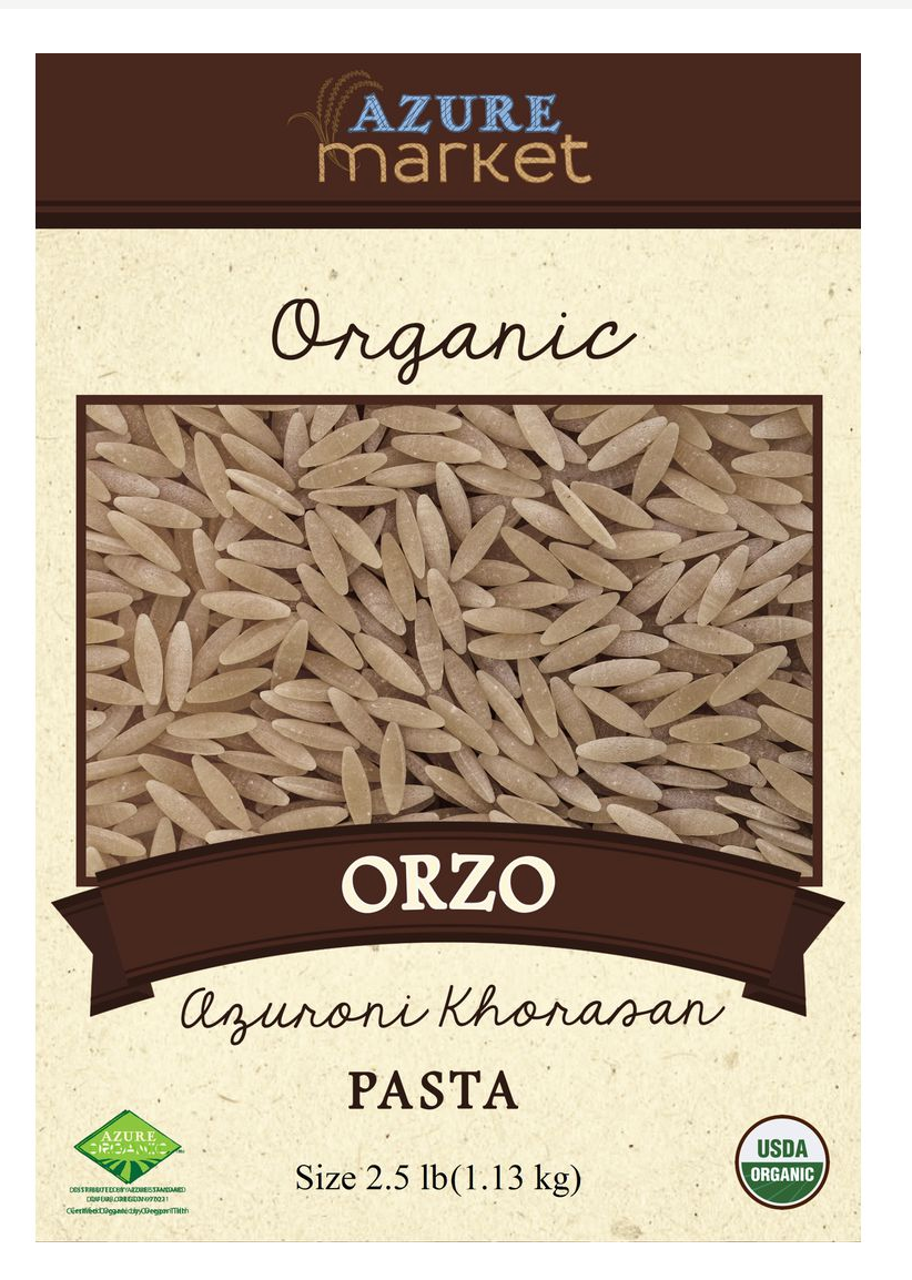 Azure Market Organics Orzo Azuroni Khorasan Pasta, Organic, 2.5 lb