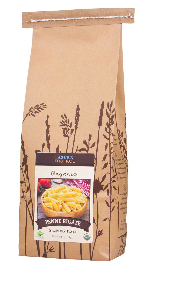 Azure Market Organics Penne Rigate, Semolina, Organic, 2.5 lb