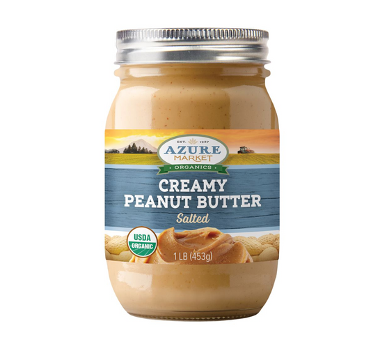 Azure Market Organics Peanut Butter, Creamy, Salted, Organic, 1 lb