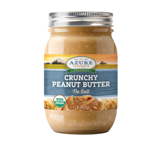 Azure Market Organics Peanut Butter, Crunchy, Salted, Organic, 1 lb