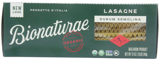 Bionaturae Pasta, Lasagna, Semolina, Organic, 12 oz