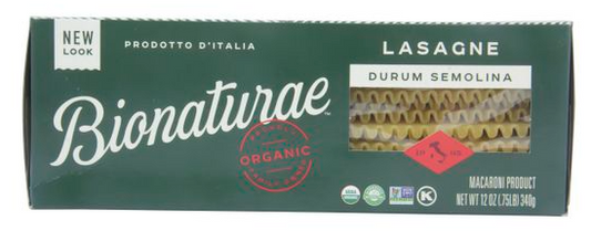 Bionaturae Pasta, Lasagna, Semolina, Organic, 12 oz